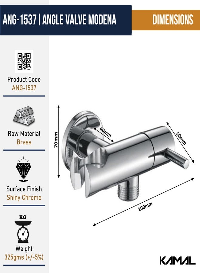 Kamal Brass Angle Valve with Wall Holder - Modena | Chrome Finish | for Health Faucet, Bidet & Hand Shower (Silver, Pack of 1) - Image 5